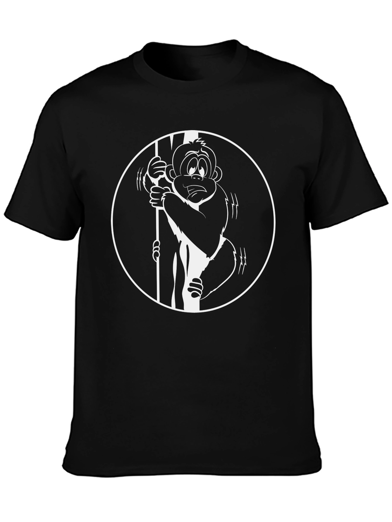 Funny Monkey Cartoon Graphic Tee - Black Cotton T-Shirt