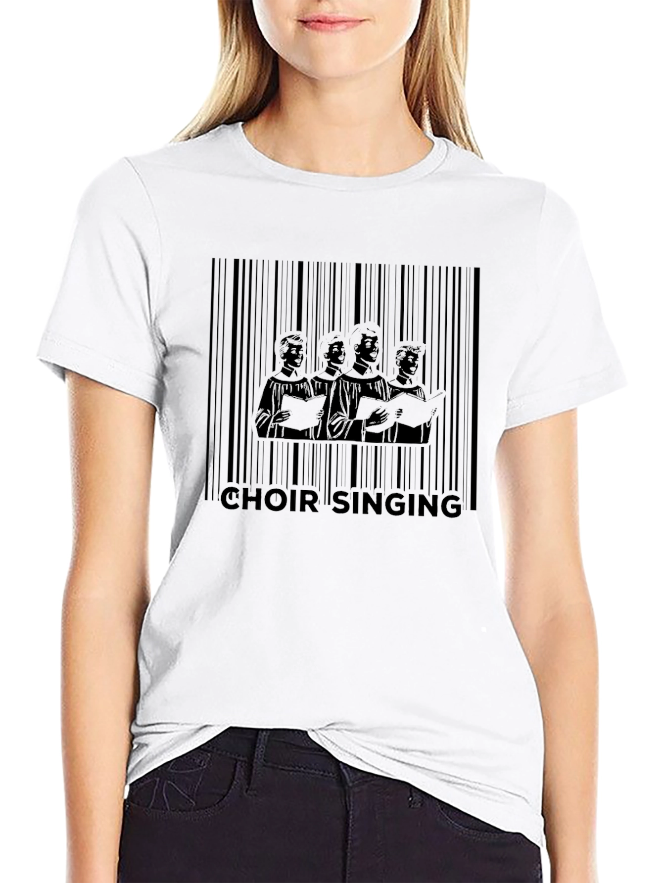 Choir Singing Barcode Graphic Tee