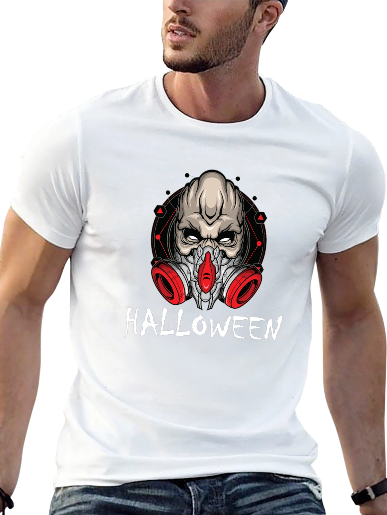 Halloween Skull Mask Graphic T-Shirt