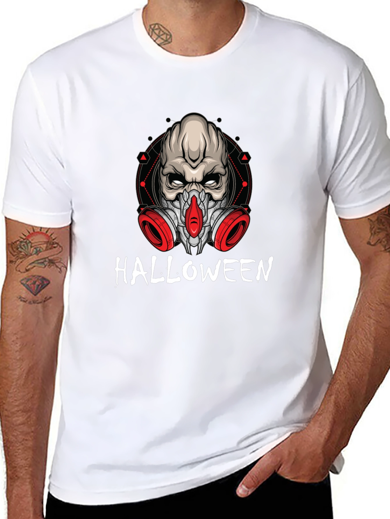 Halloween Skull Mask Graphic T-Shirt
