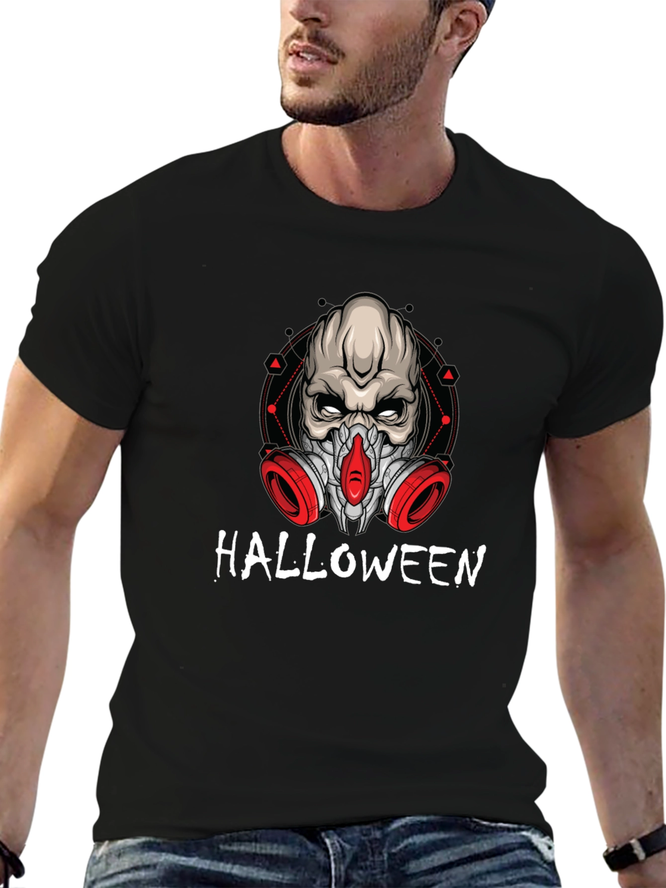 Halloween Skull Mask Graphic T-Shirt