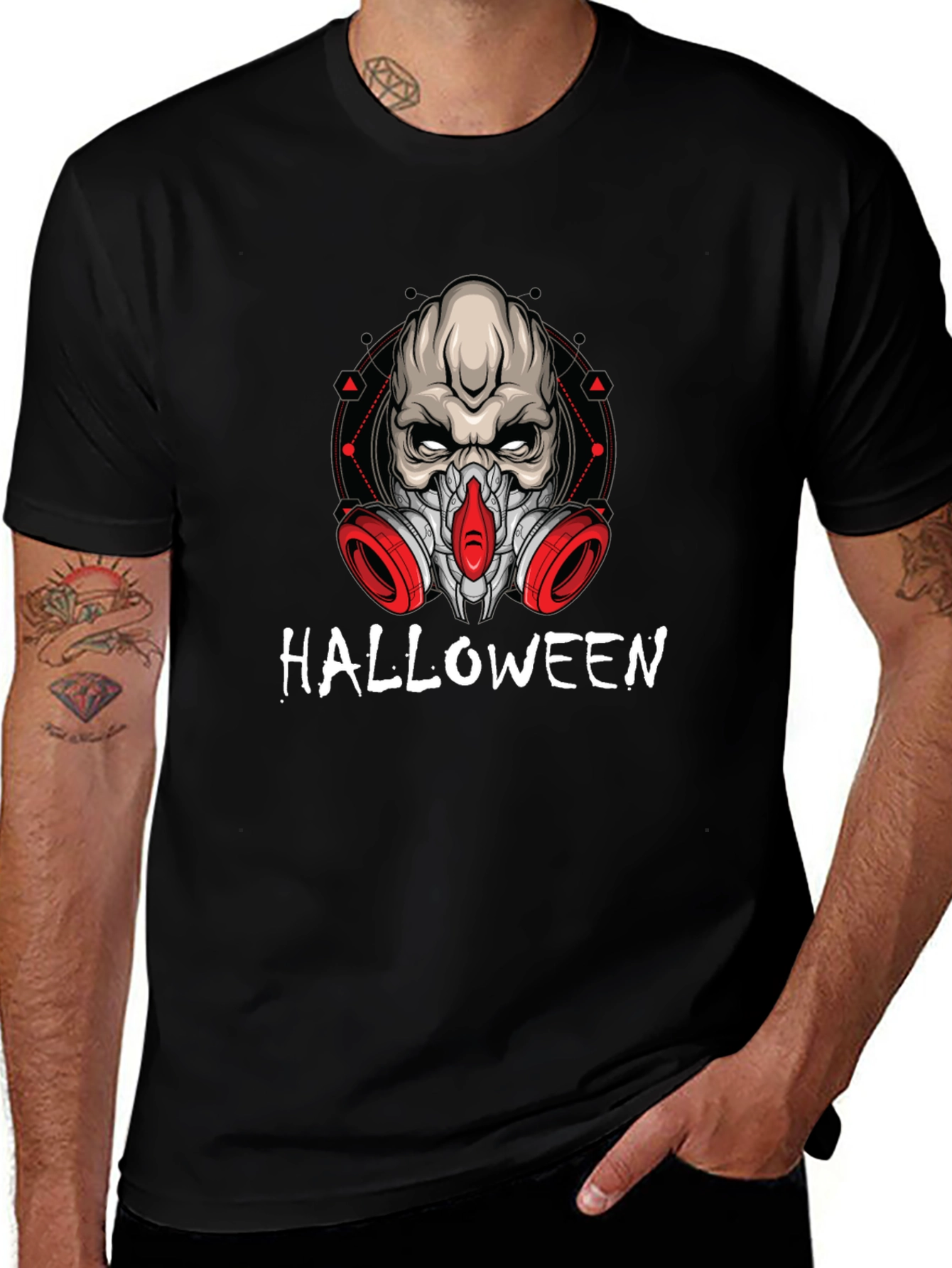 Halloween Skull Mask Graphic T-Shirt