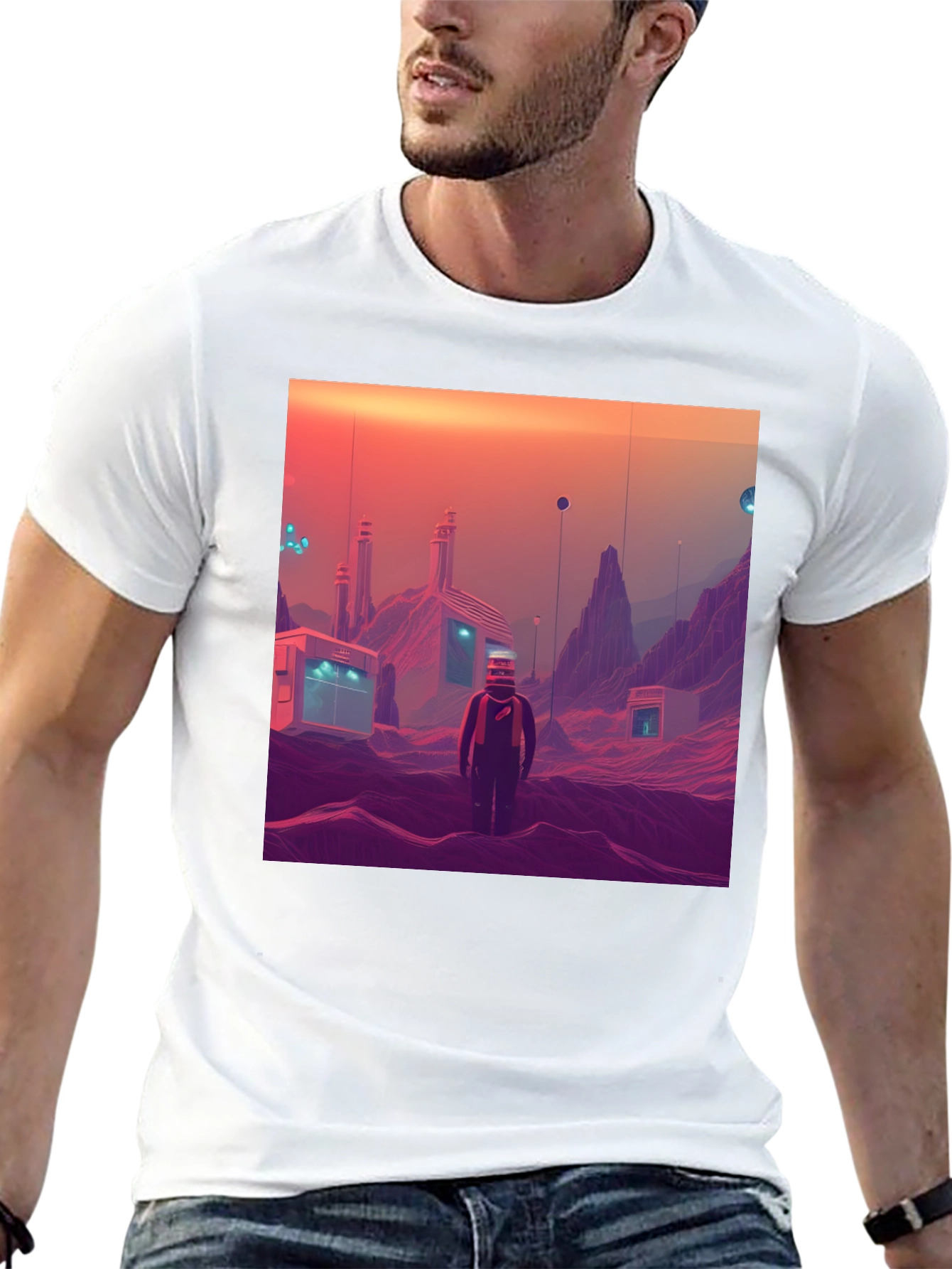 Retro Sci-Fi T-Shirt - Martian Landscape