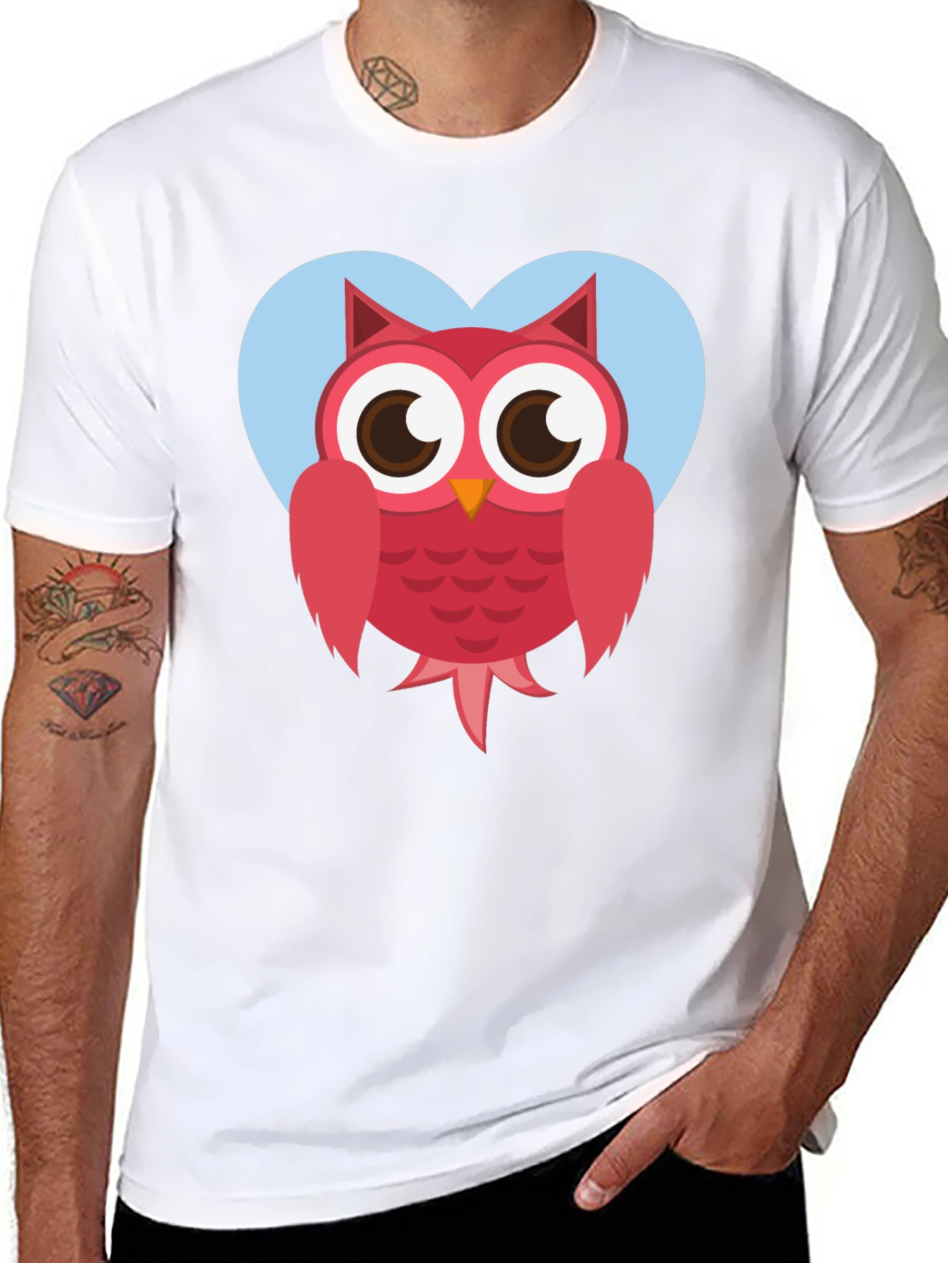 Cute Owl Heart Graphic T-Shirt - Black Cotton Tee