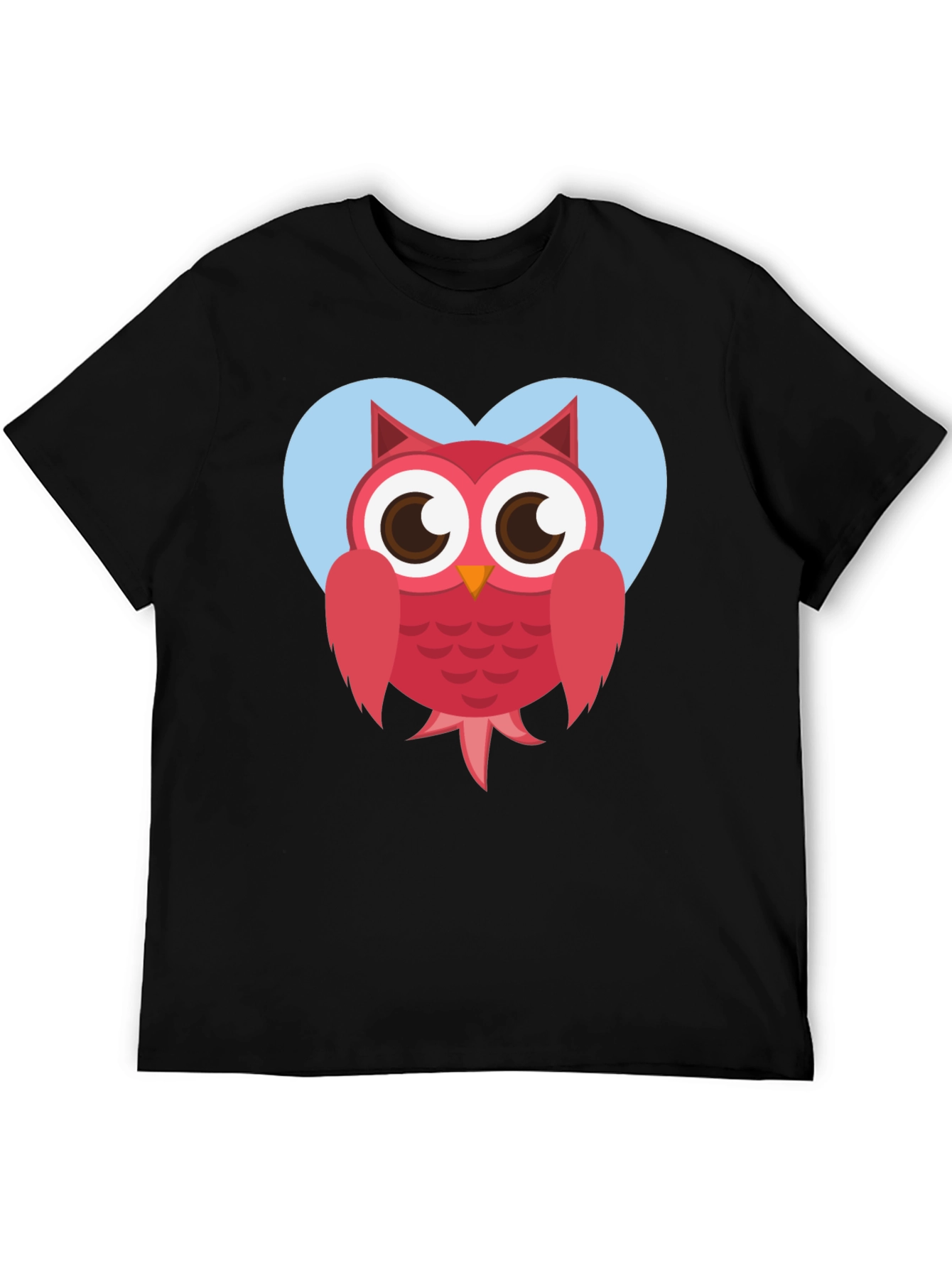 Cute Owl Heart Graphic T-Shirt - Black Cotton Tee