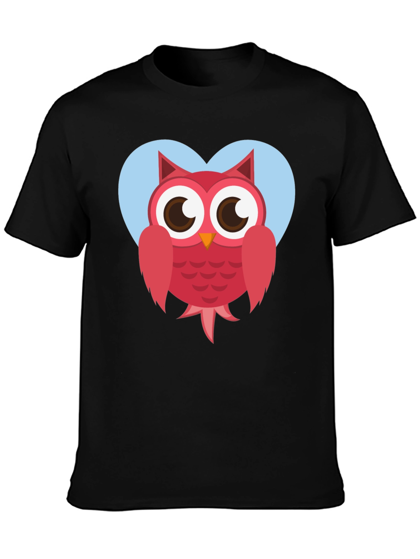 Cute Owl Heart Graphic T-Shirt - Black Cotton Tee