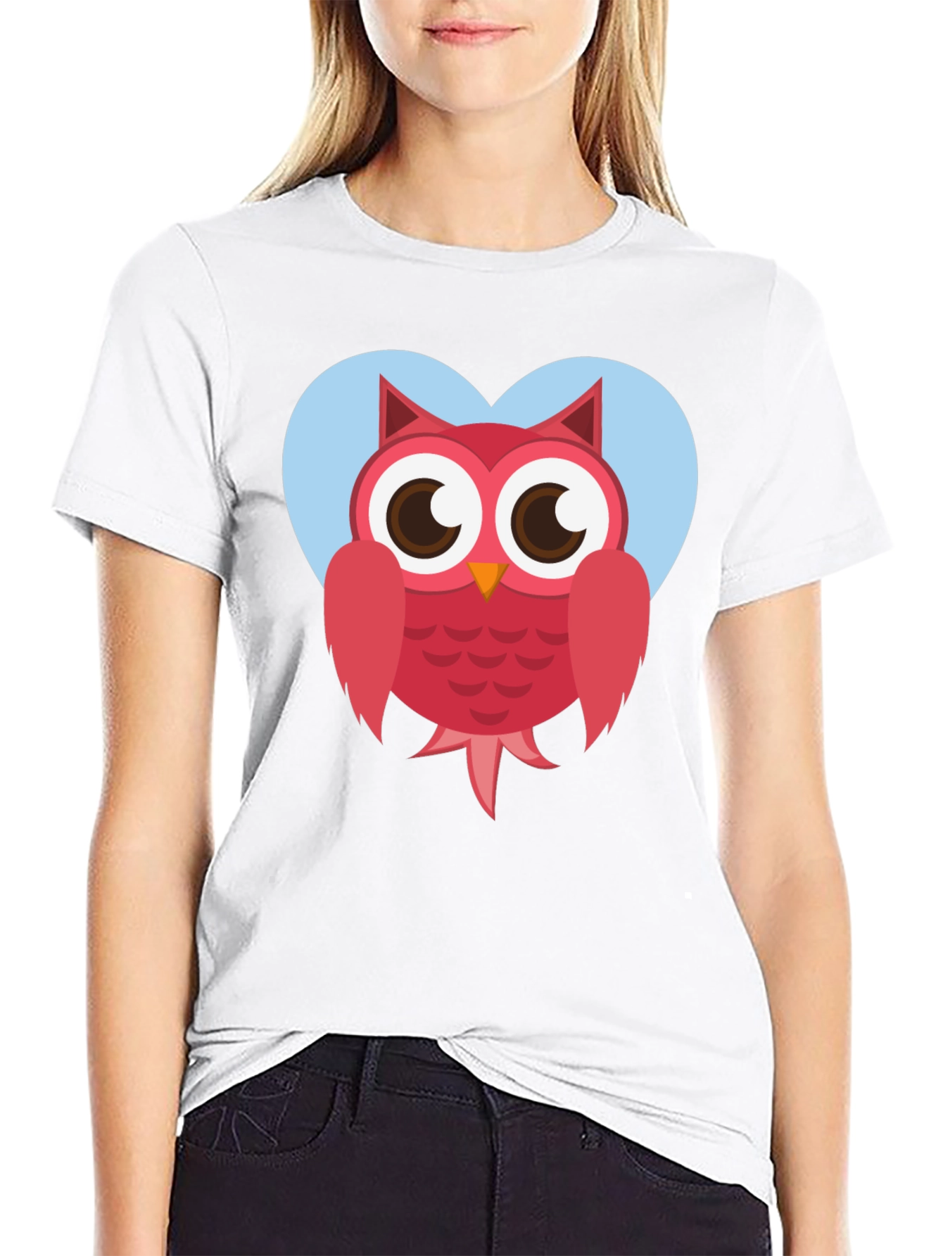 Cute Owl Heart Graphic T-Shirt - Black Cotton Tee