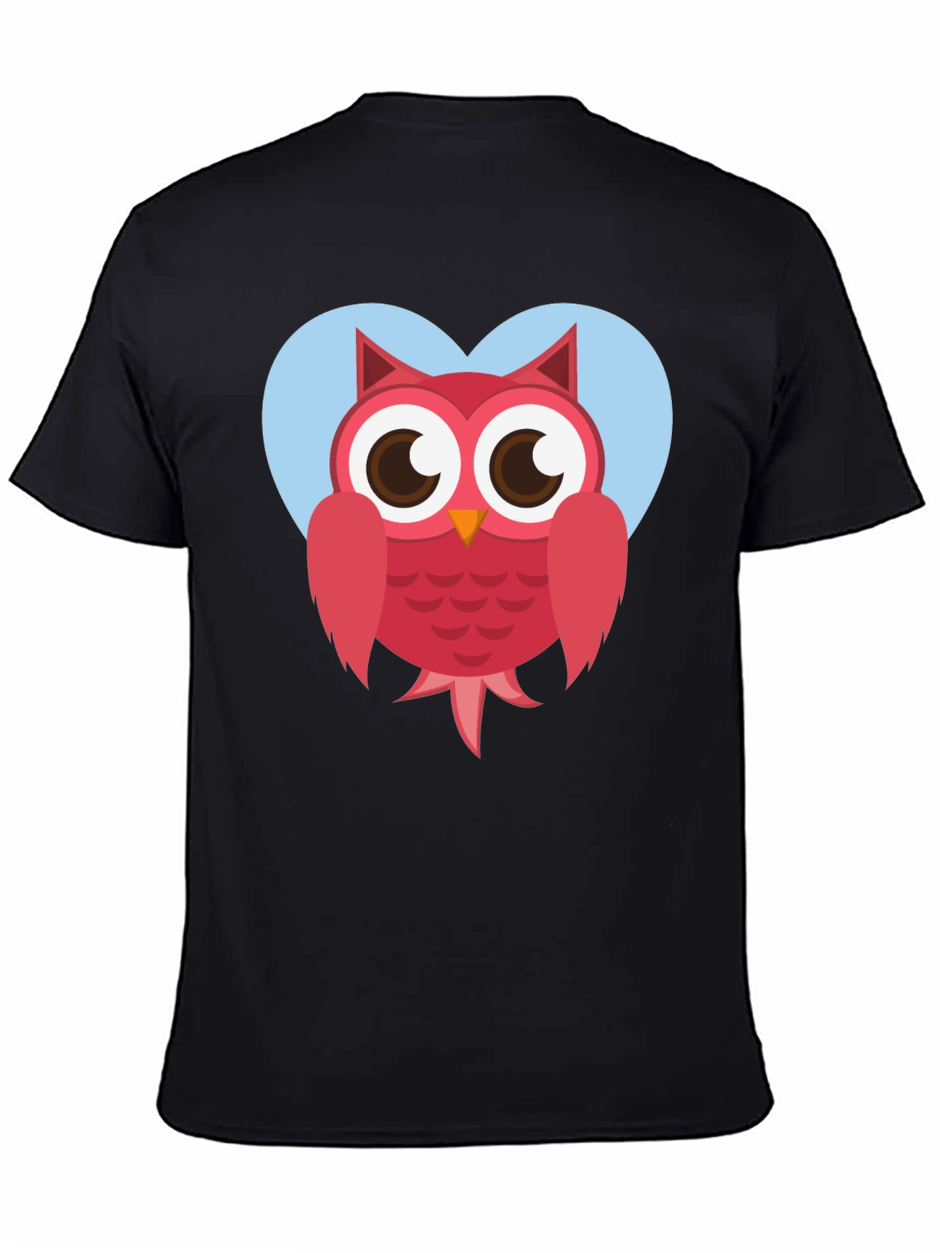 Cute Owl Heart Graphic T-Shirt - Black Cotton Tee