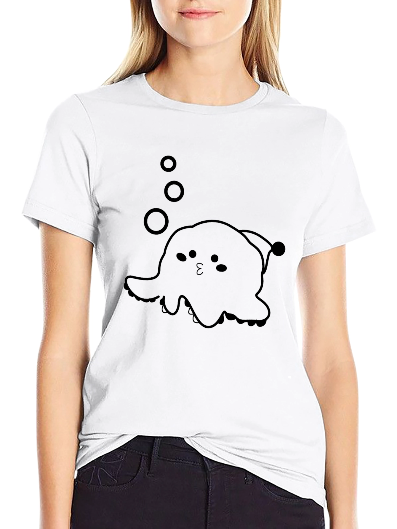 Cute Octopus Graphic Tee - Black Cotton Blend