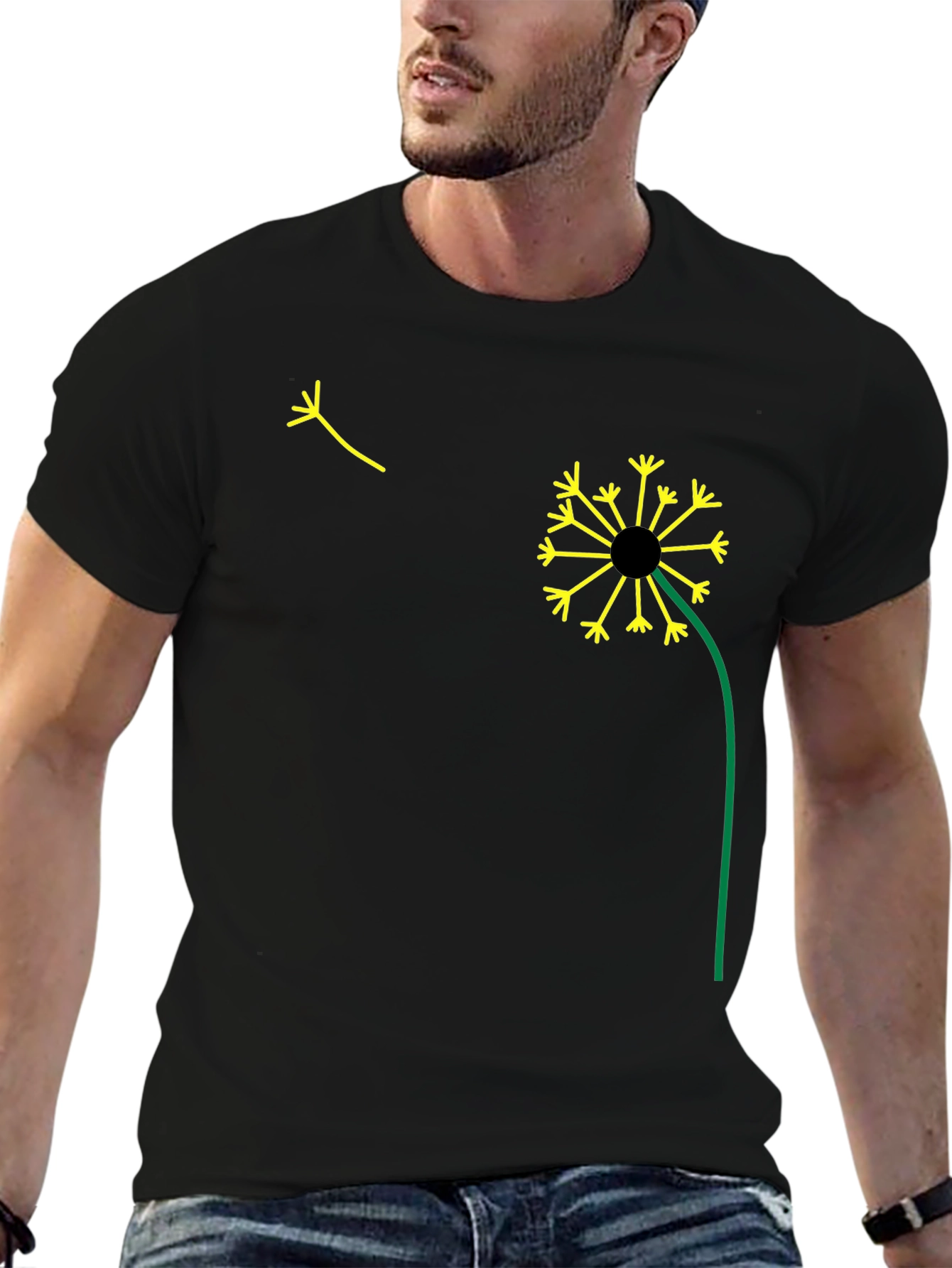 Dandelion Graphic Black T-Shirt