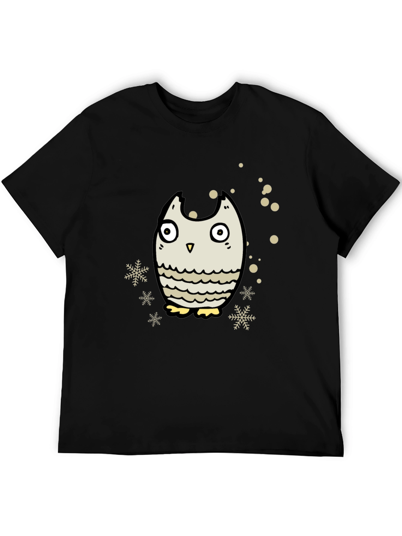 Owl Graphic Black T-Shirt - Winter Holiday Design