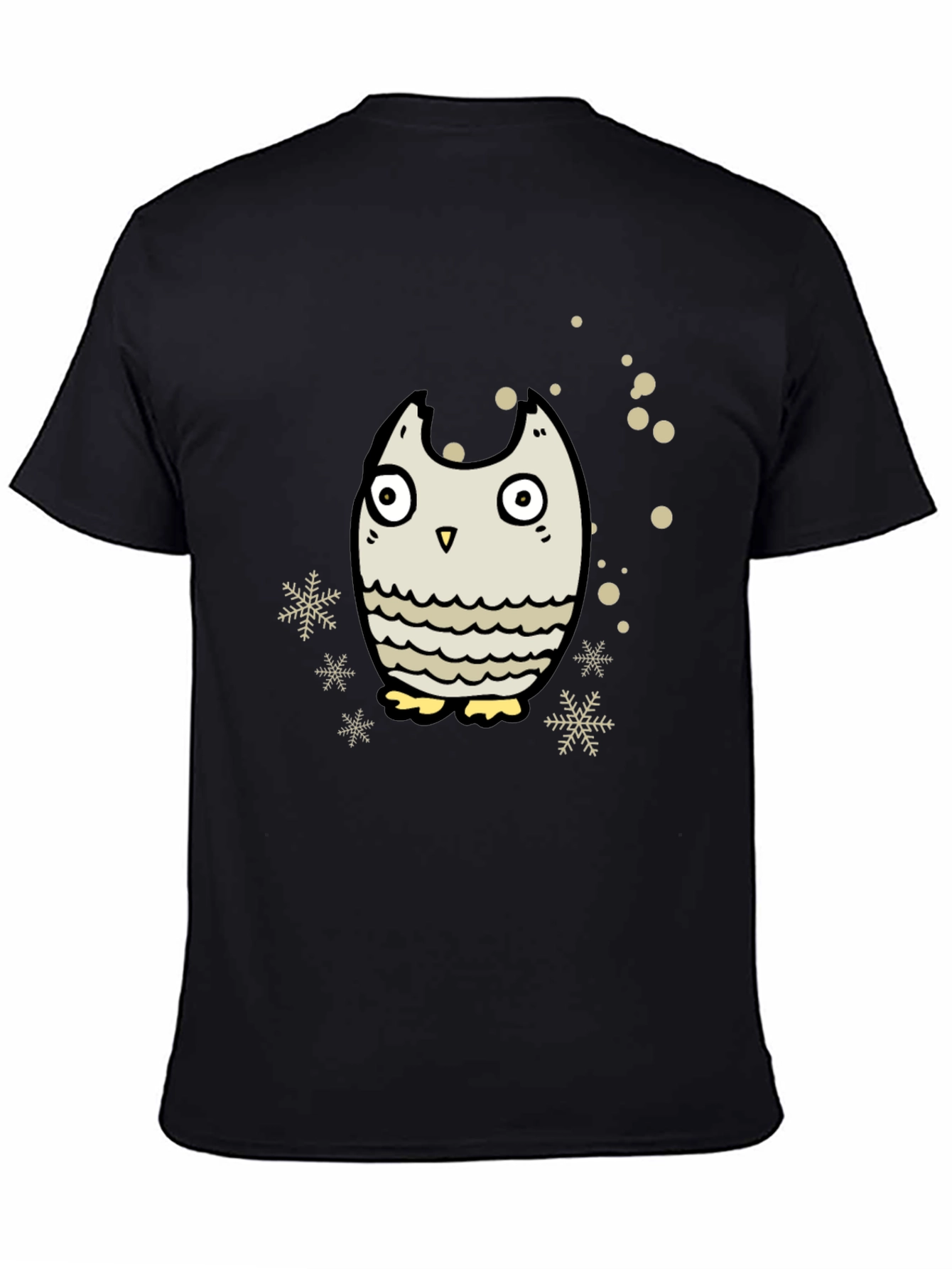 Owl Graphic Black T-Shirt - Winter Holiday Design