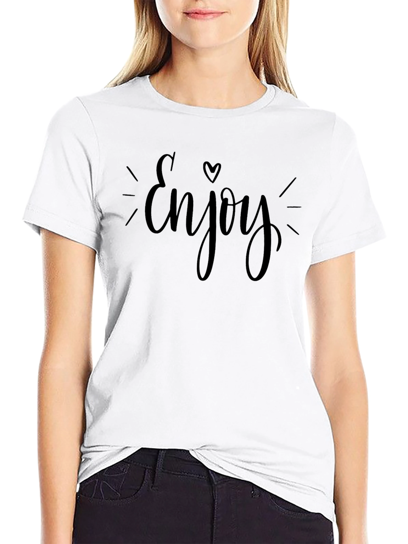 Enjoy Heart Graphic Tee - Modern Casual T-Shirt