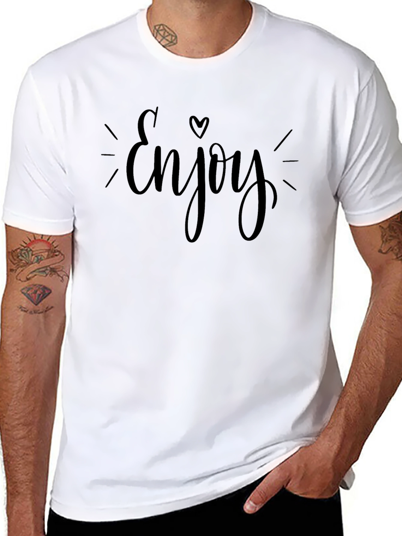 Enjoy Heart Graphic Tee - Modern Casual T-Shirt