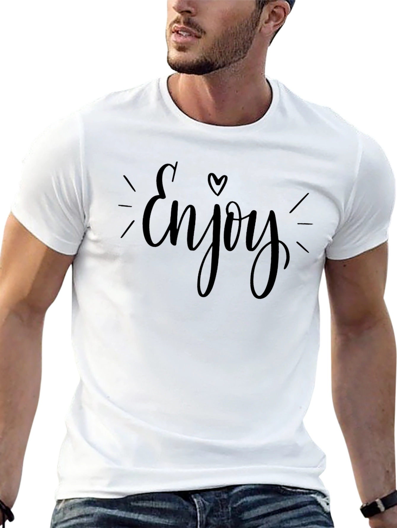 Enjoy Heart Graphic Tee - Modern Casual T-Shirt