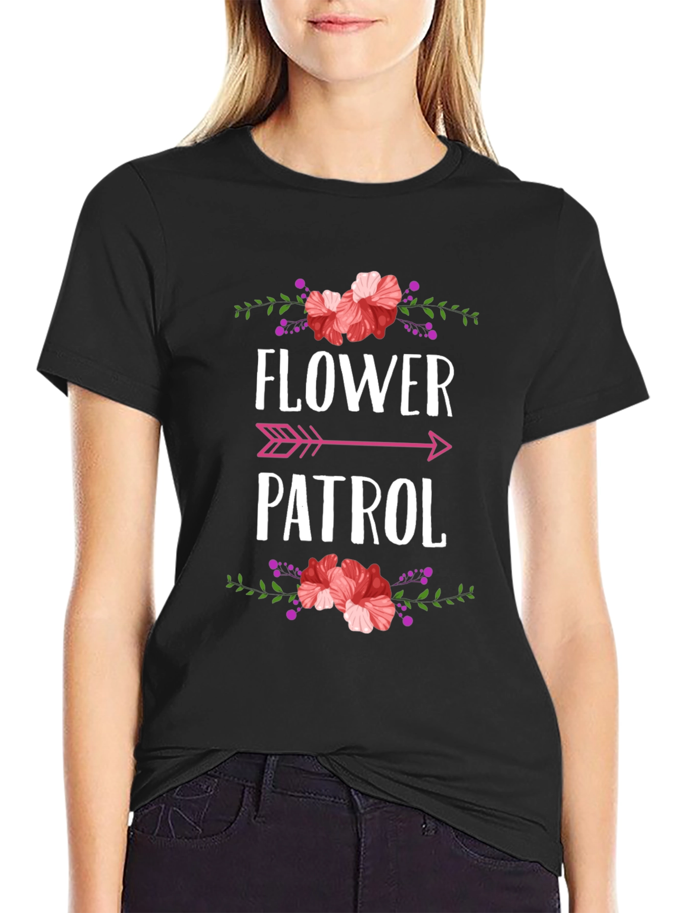 Flower Patrol Graphic Tee - Trendy Floral Design