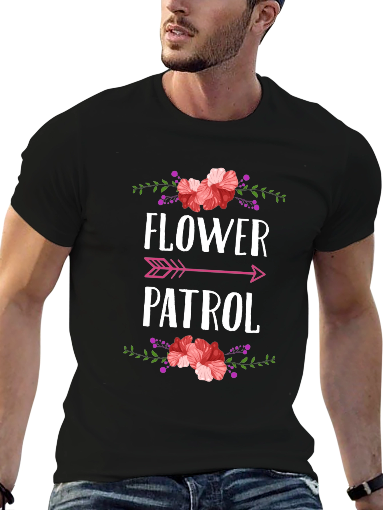 Flower Patrol Graphic Tee - Trendy Floral Design