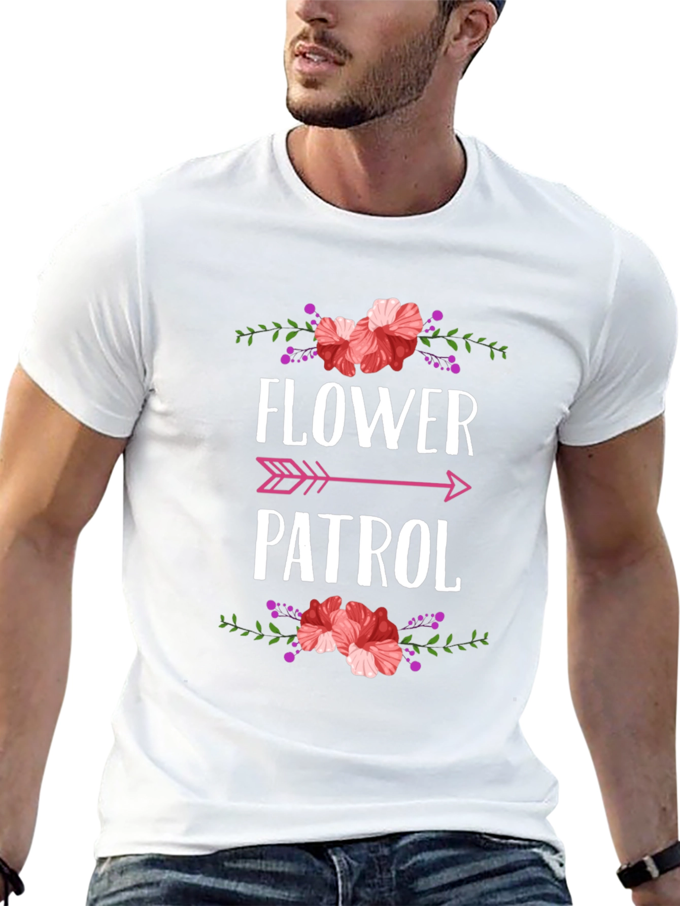 Flower Patrol Graphic Tee - Trendy Floral Design