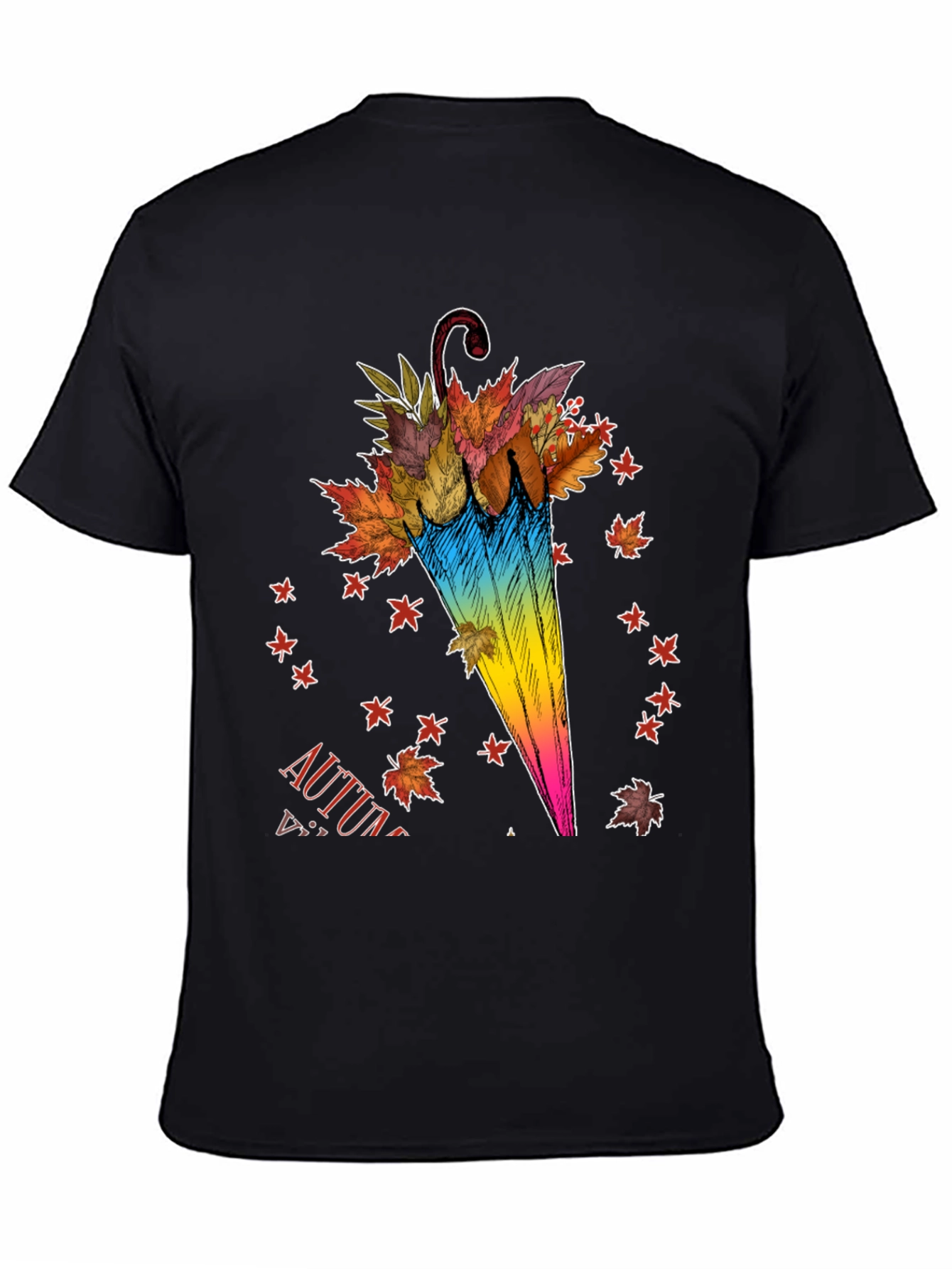 Autumn Umbrella T-Shirt - Fall Leaves Design