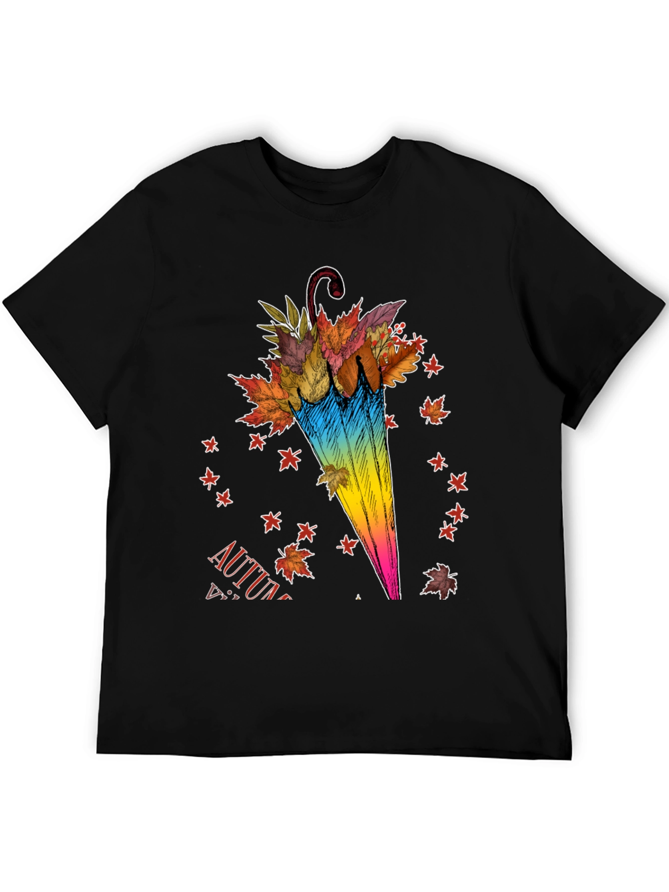 Autumn Umbrella T-Shirt - Fall Leaves Design