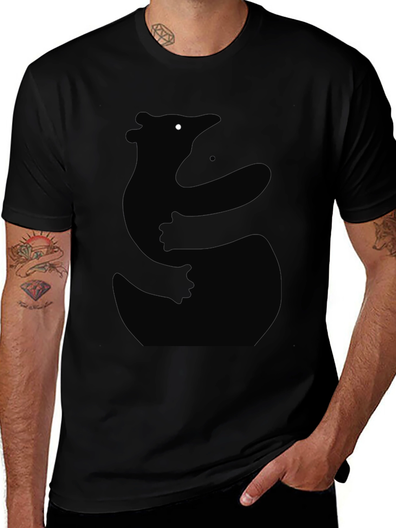Bear Hug Silhouette Black T-Shirt