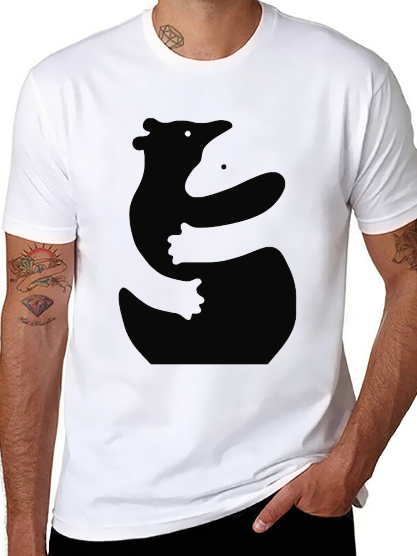 Bear Hug Silhouette Black T-Shirt