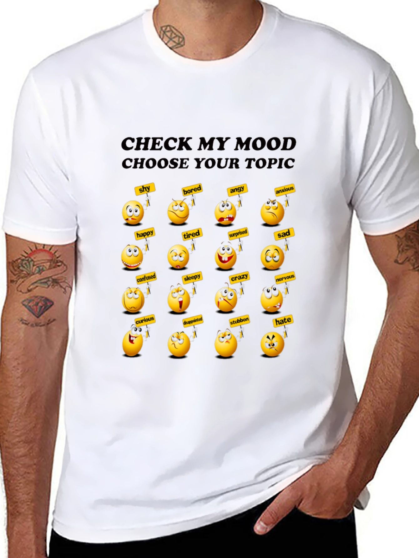 Mood Emoji Graphic Tee - Express Yourself!