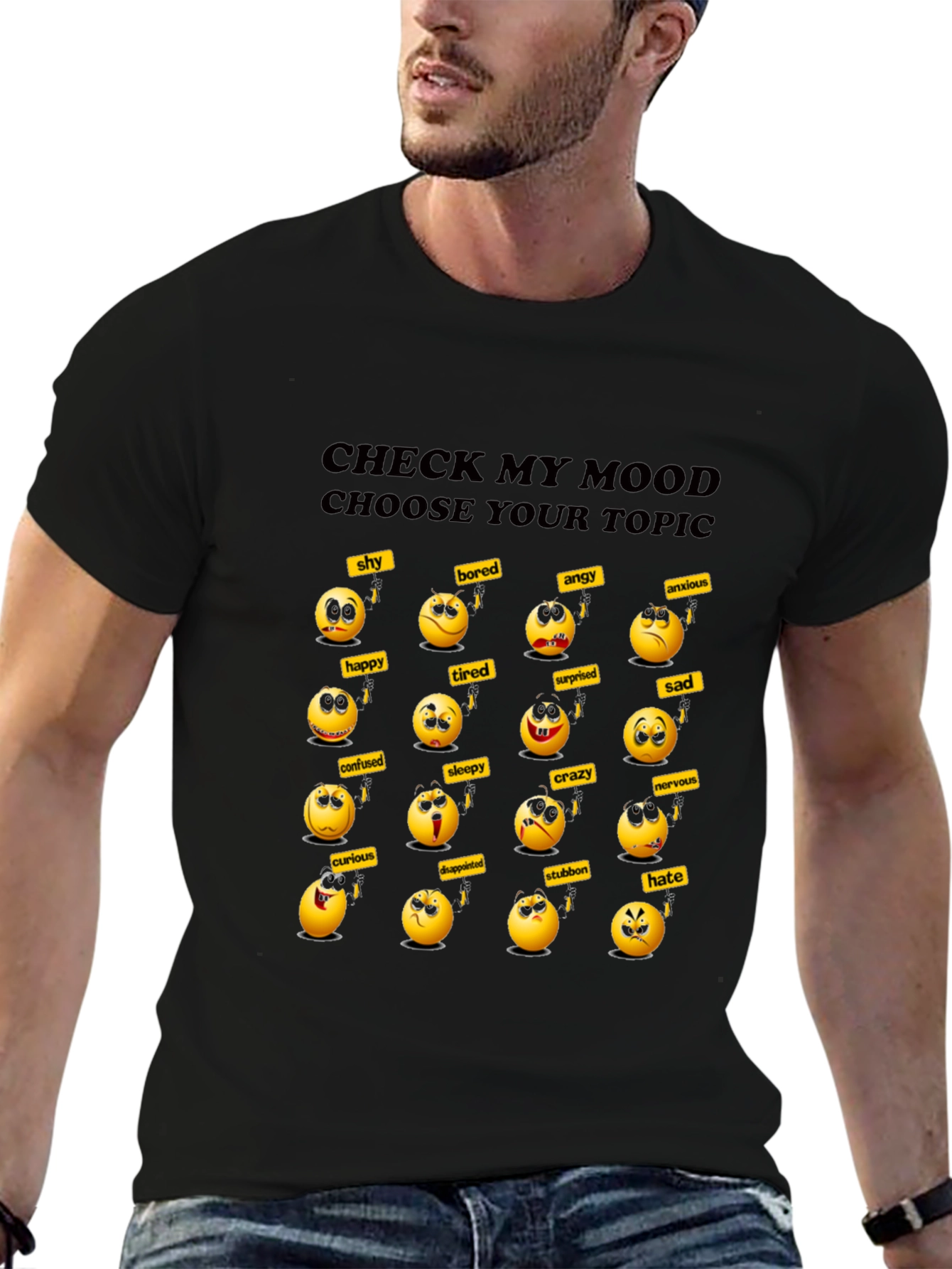 Mood Emoji Graphic Tee - Express Yourself!