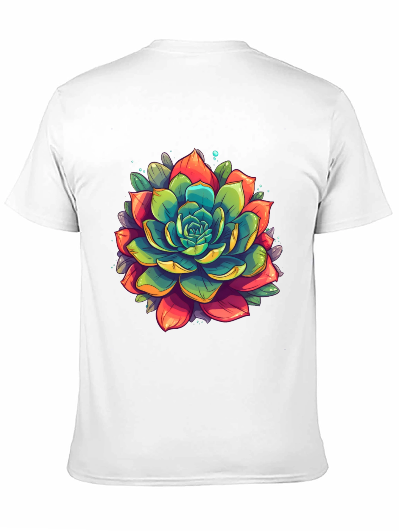 Succulent Graphic Print Black T-Shirt