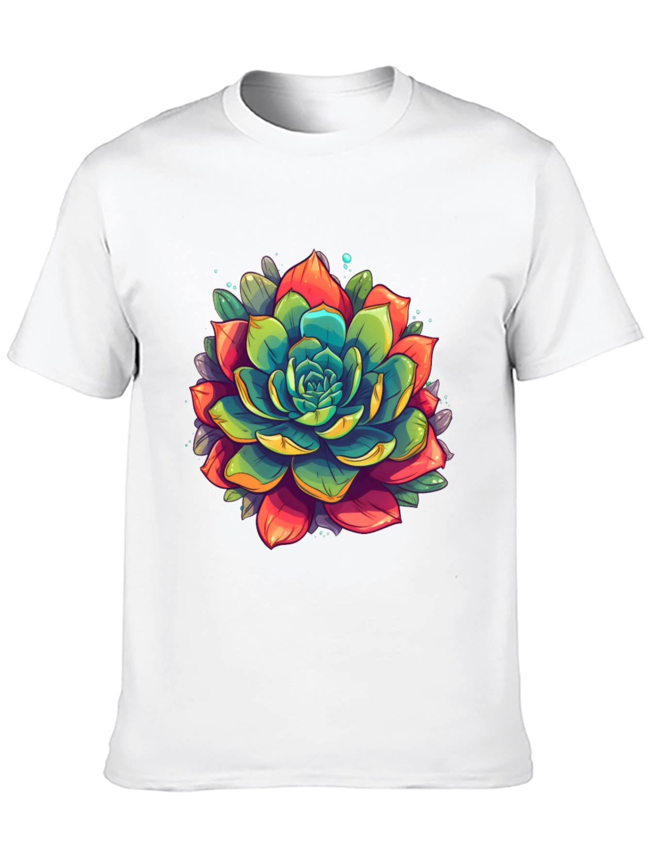 Succulent Graphic Print Black T-Shirt