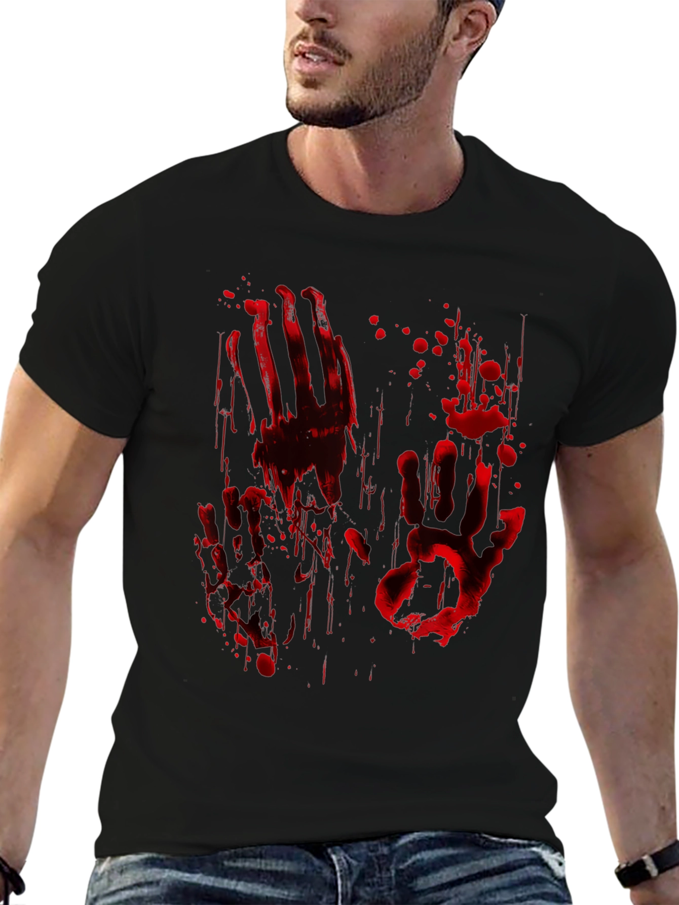 Bloody Handprint Graphic Tee - Halloween