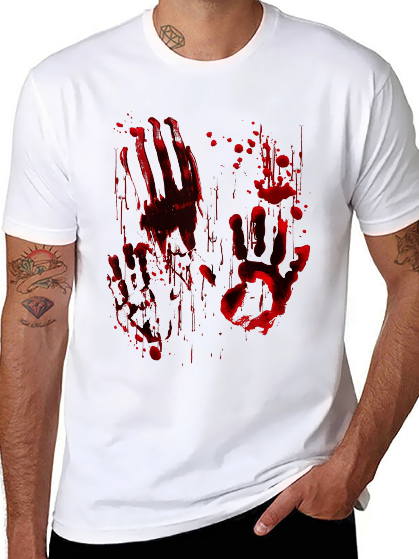 Bloody Handprint Graphic Tee - Halloween