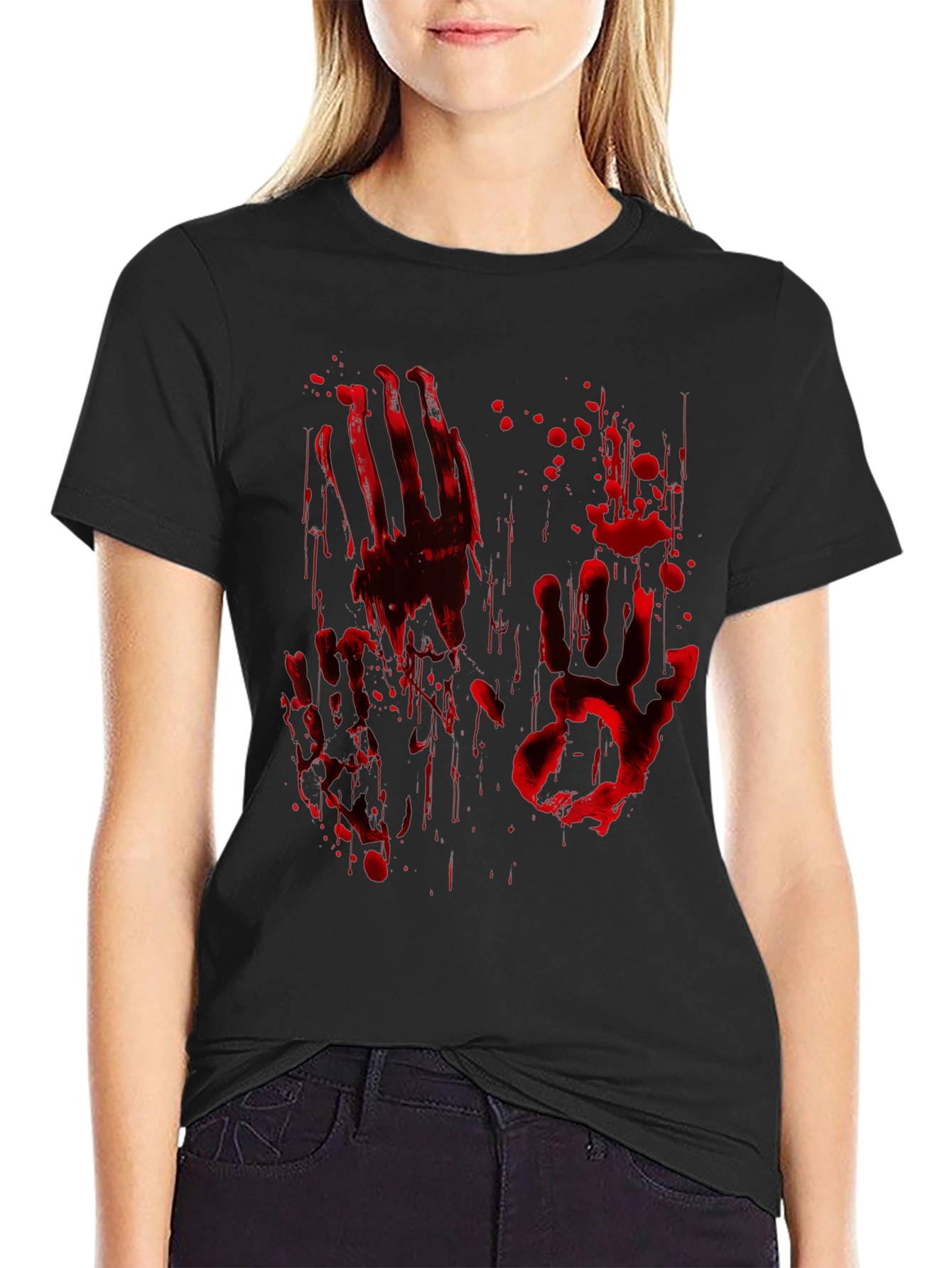 Bloody Handprint Graphic Tee - Halloween