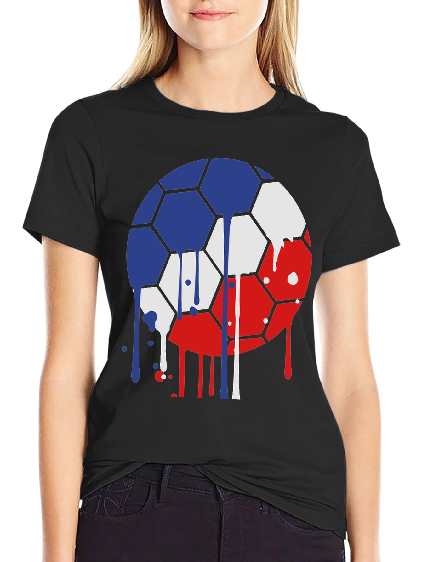 Dripping Soccer Ball Graphic Tee - Unique Design