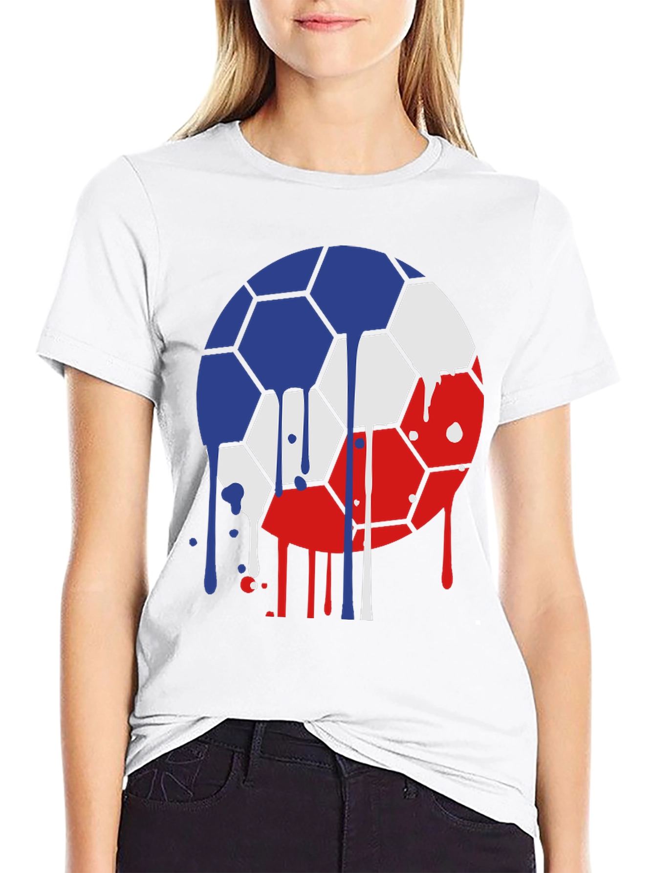 Dripping Soccer Ball Graphic Tee - Unique Design