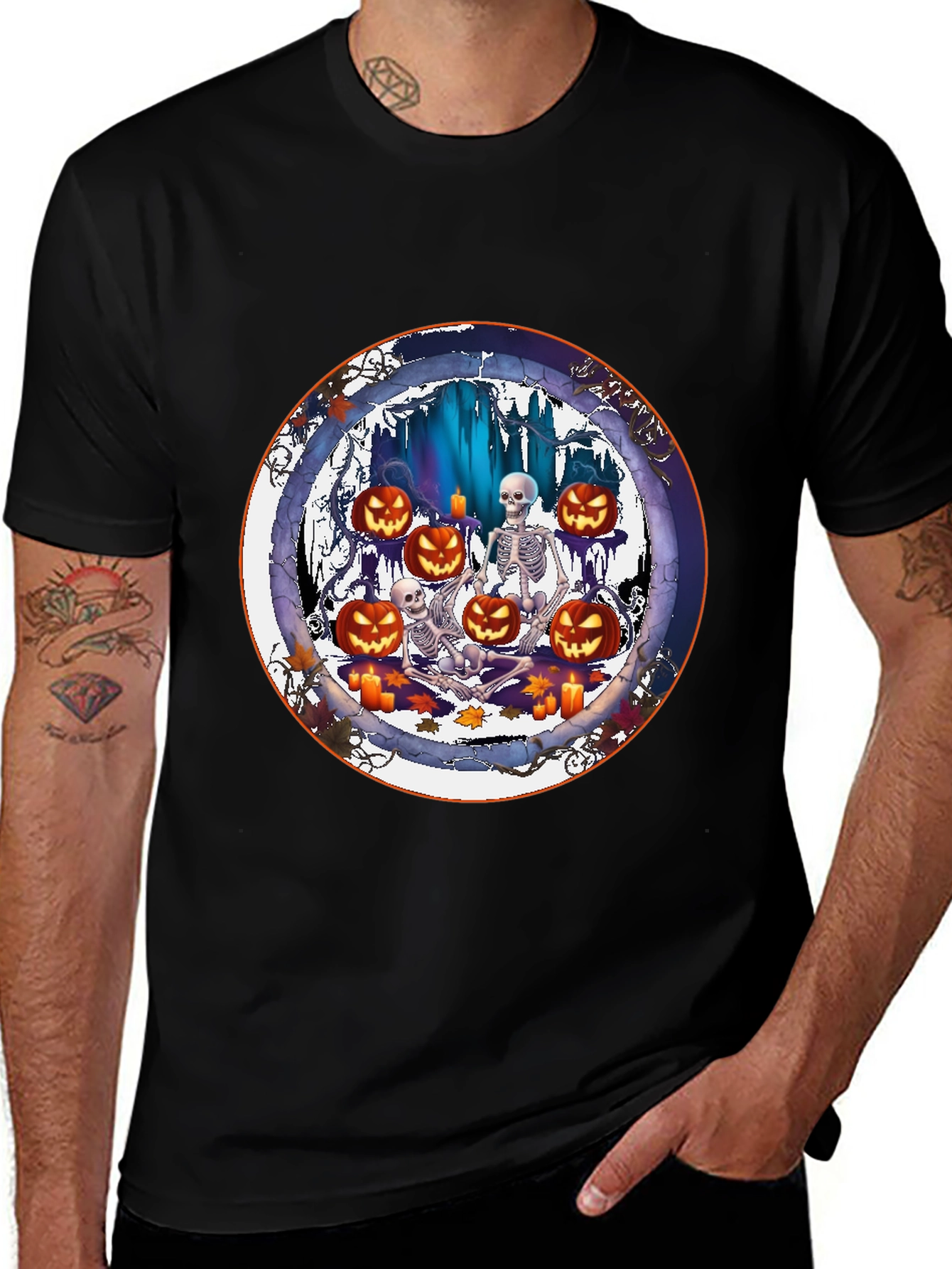 Halloween Skeletons & Pumpkins T-Shirt
