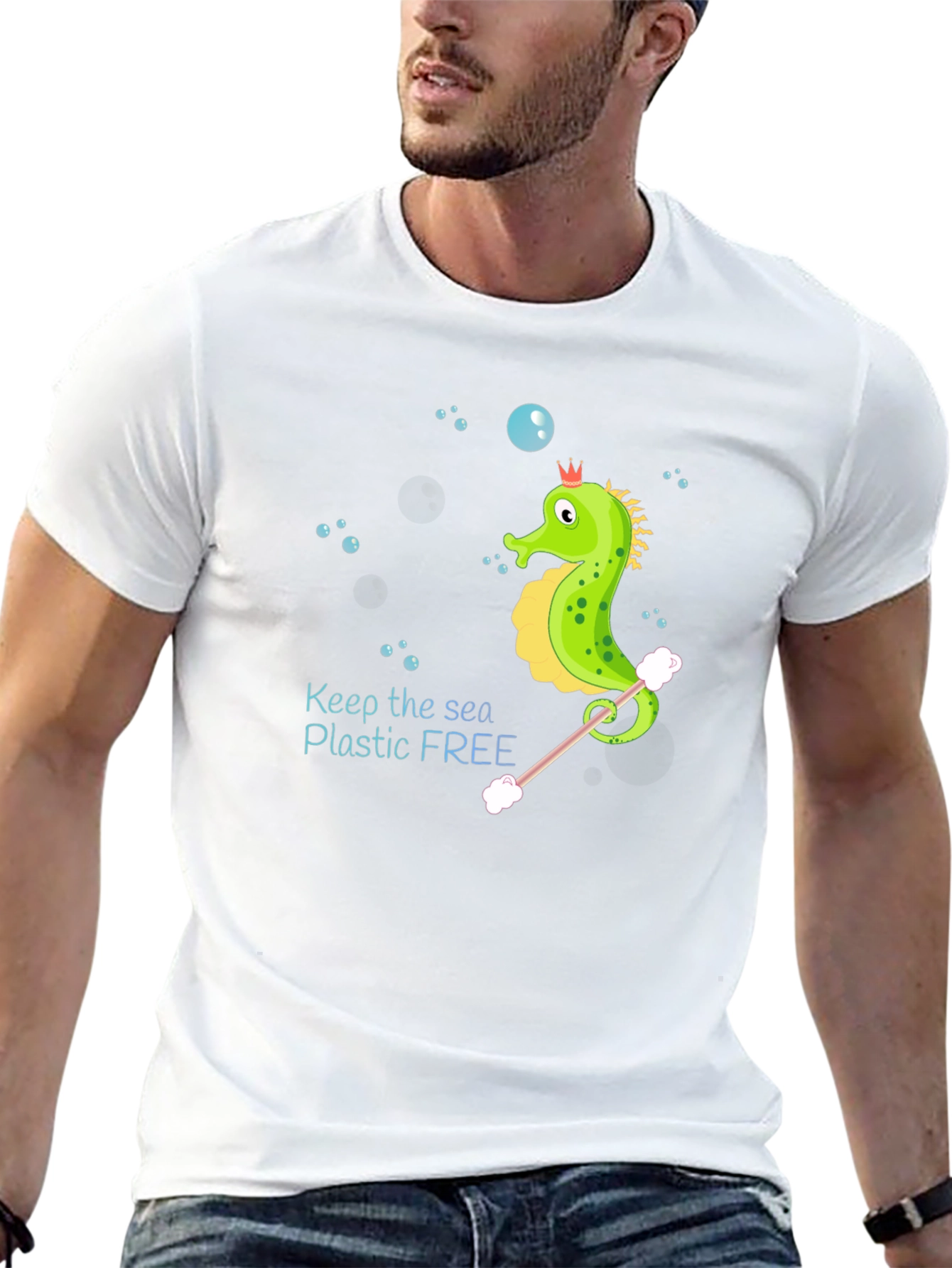 Eco-Friendly Seahorse Graphic Tee