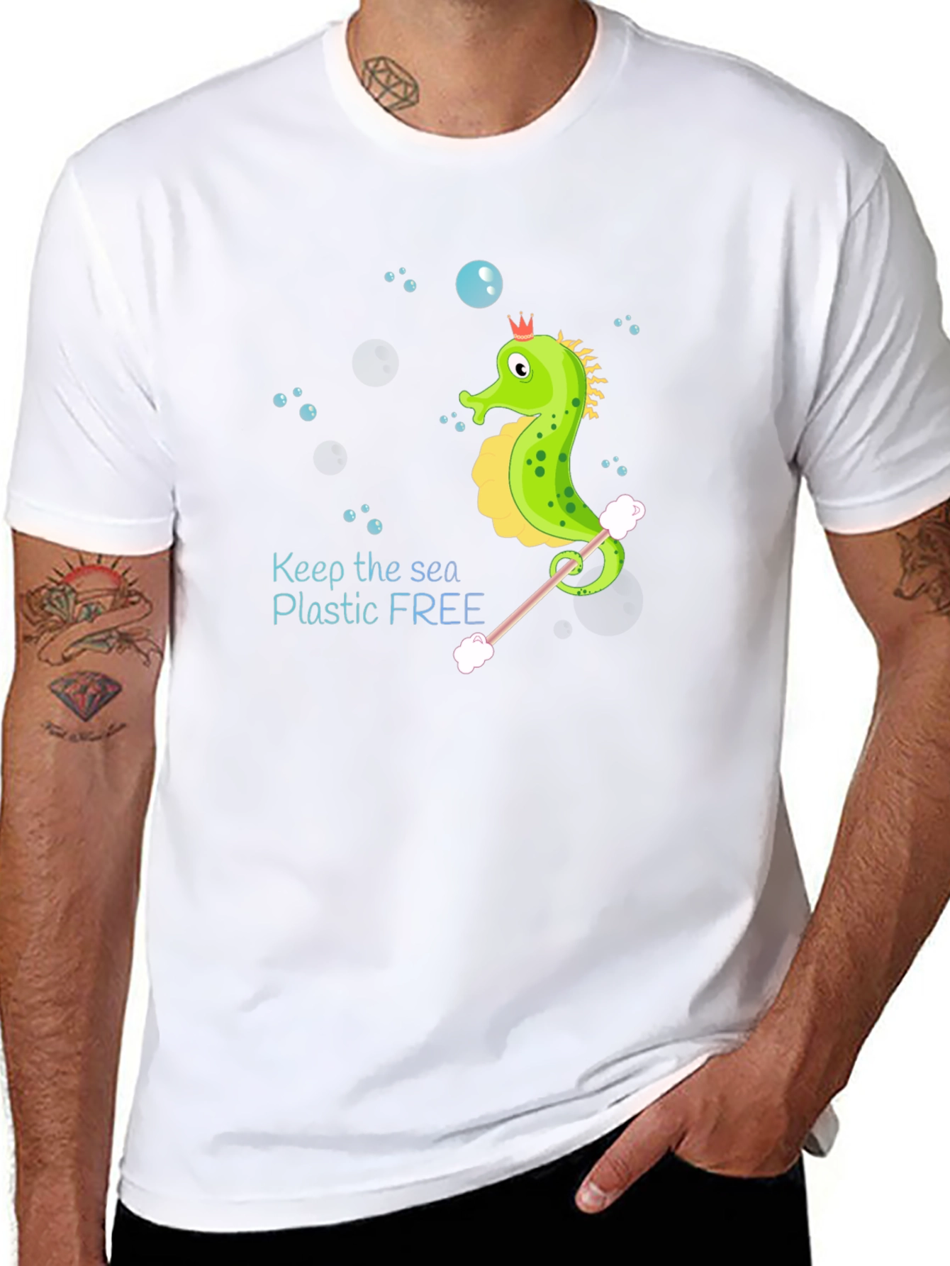 Eco-Friendly Seahorse Graphic Tee