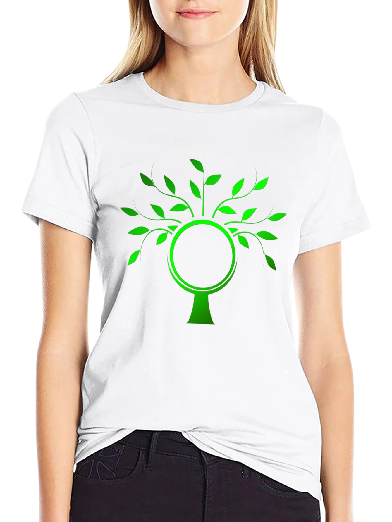 Green Tree Graphic Black T-Shirt