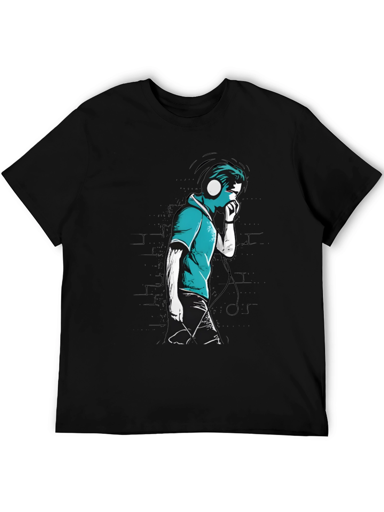 Stylish Graphic T-Shirt - Headphones Music Lover