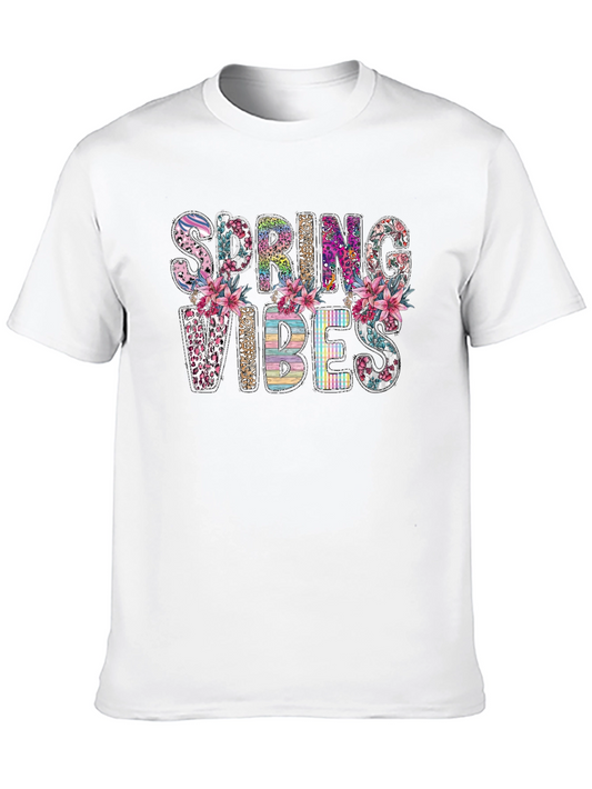 Spring Vibes Graphic Tee - Black Casual T-Shirt