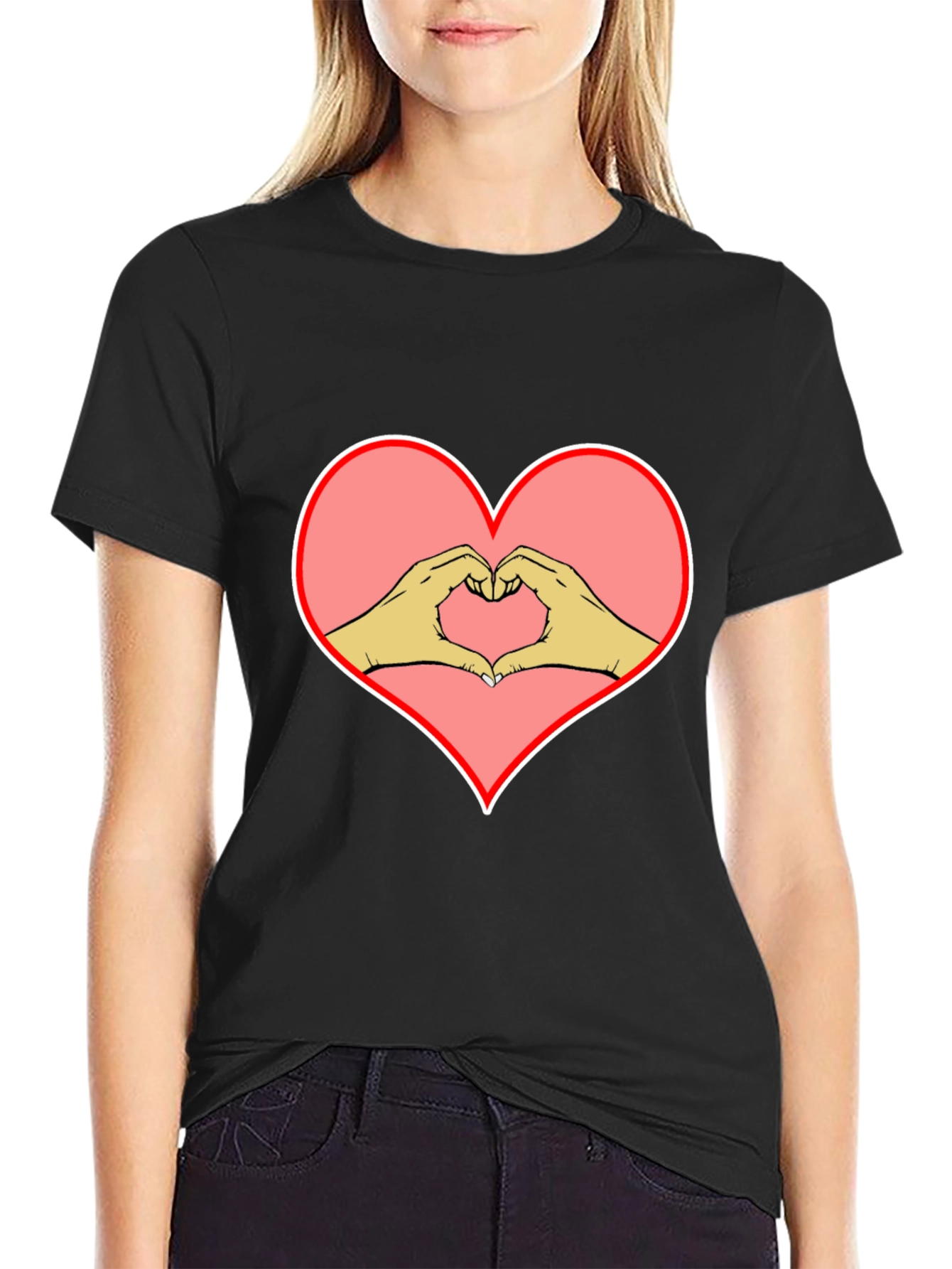 Heart Hands Graphic Black Tee