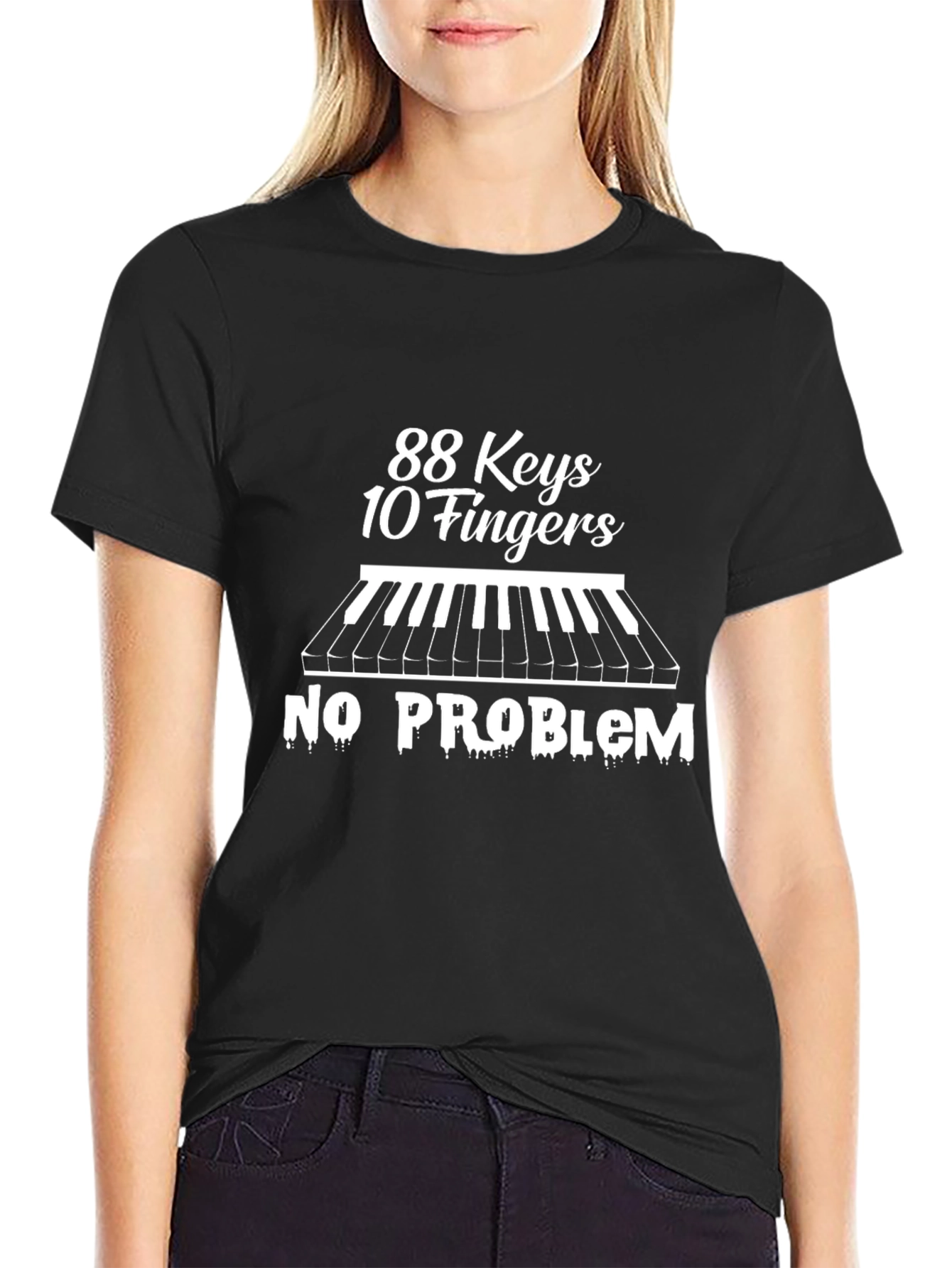 88 Keys 10 Fingers No Problem Black T-Shirt