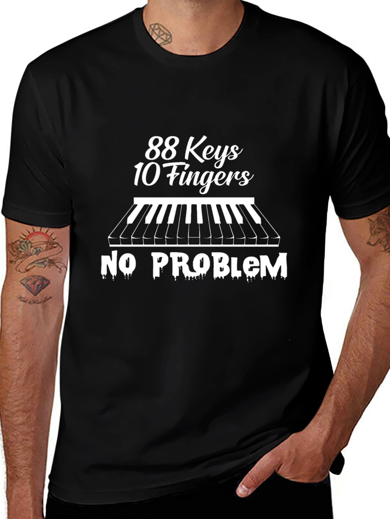 88 Keys 10 Fingers No Problem Black T-Shirt