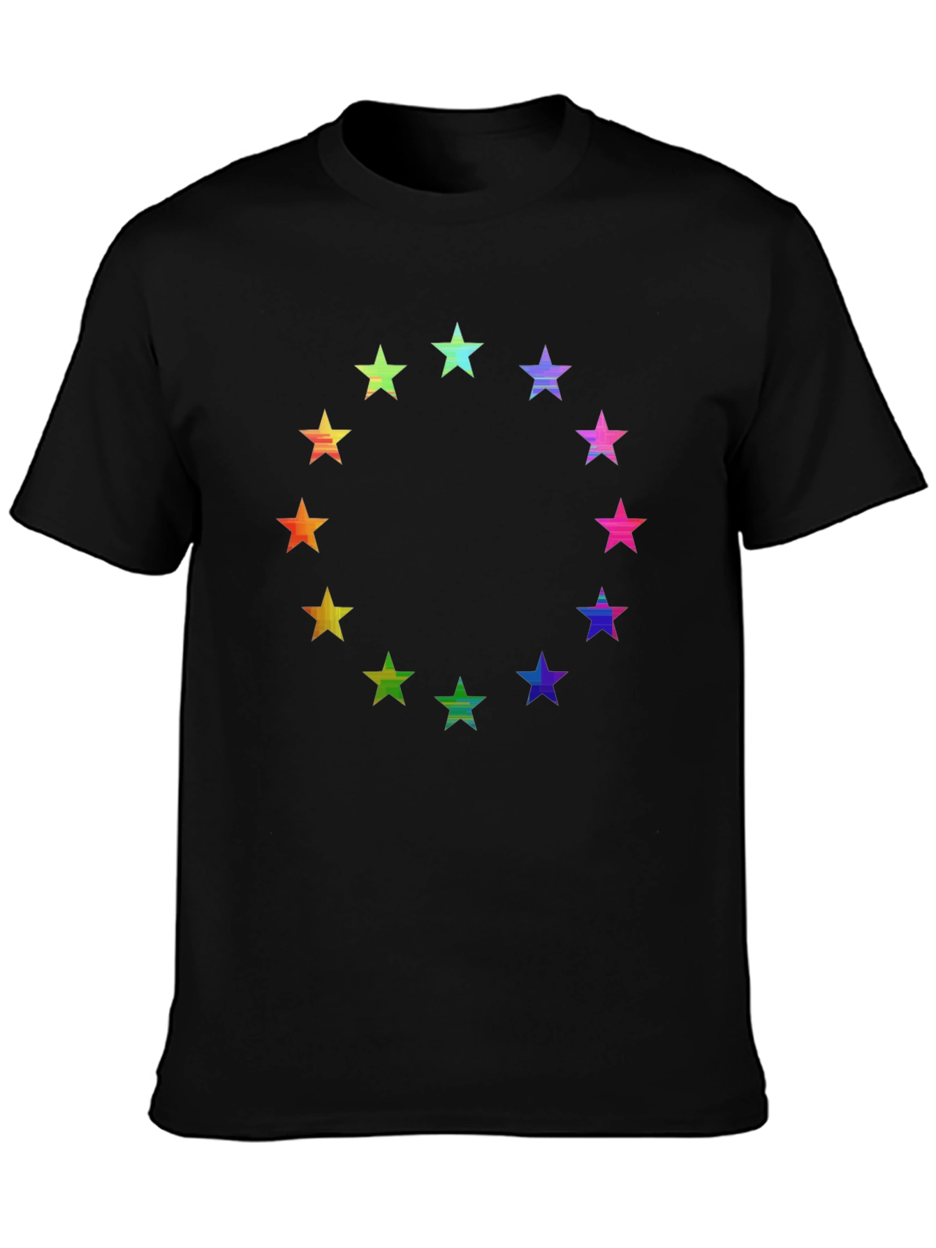 Rainbow Star Circle Black T-Shirt