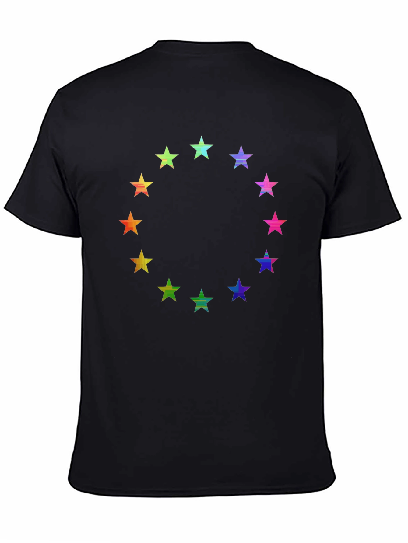 Rainbow Star Circle Black T-Shirt