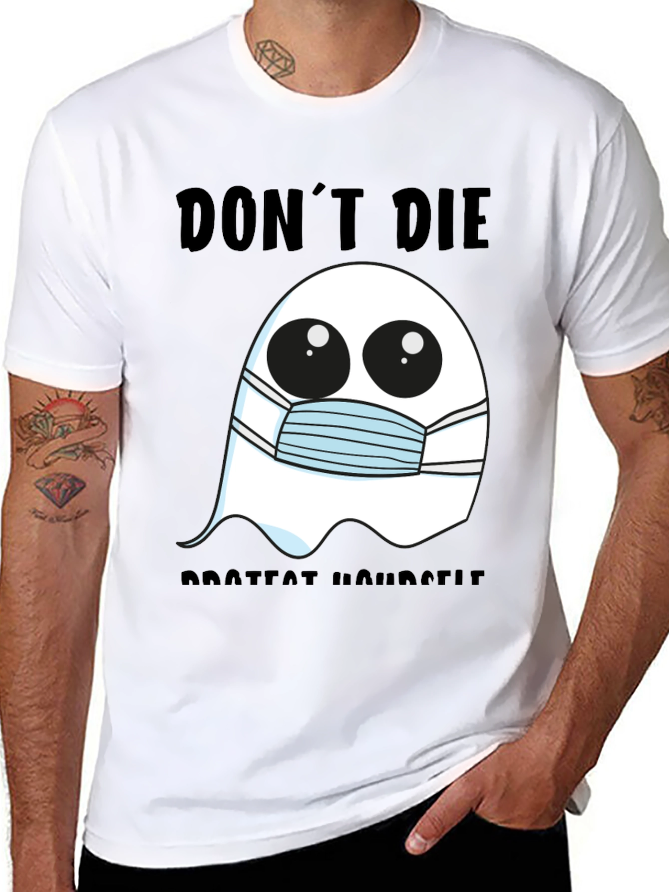 Ghost Face Mask Tee: Dont Die Protect Yourself!