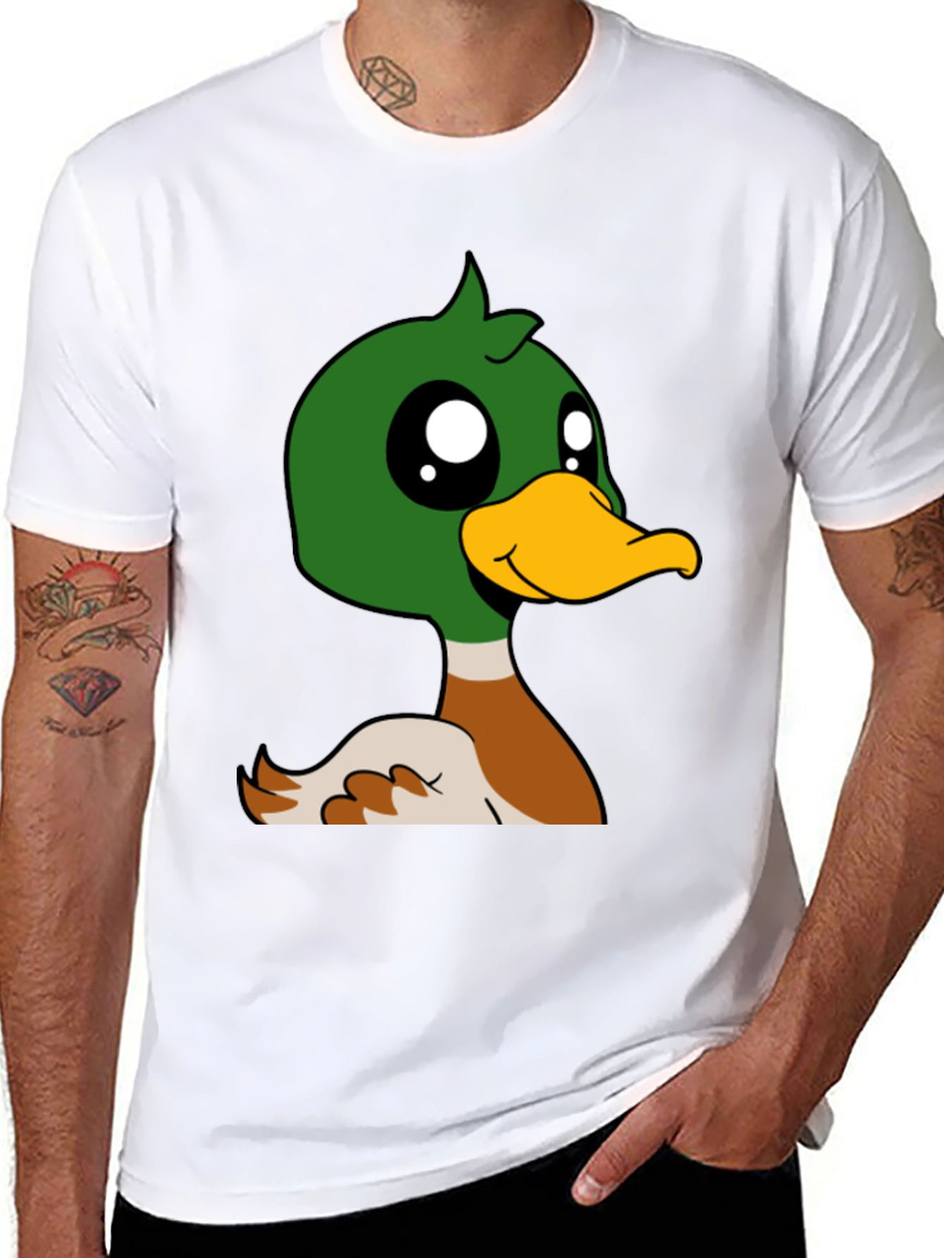 Duck Cartoon Graphic Black T-Shirt