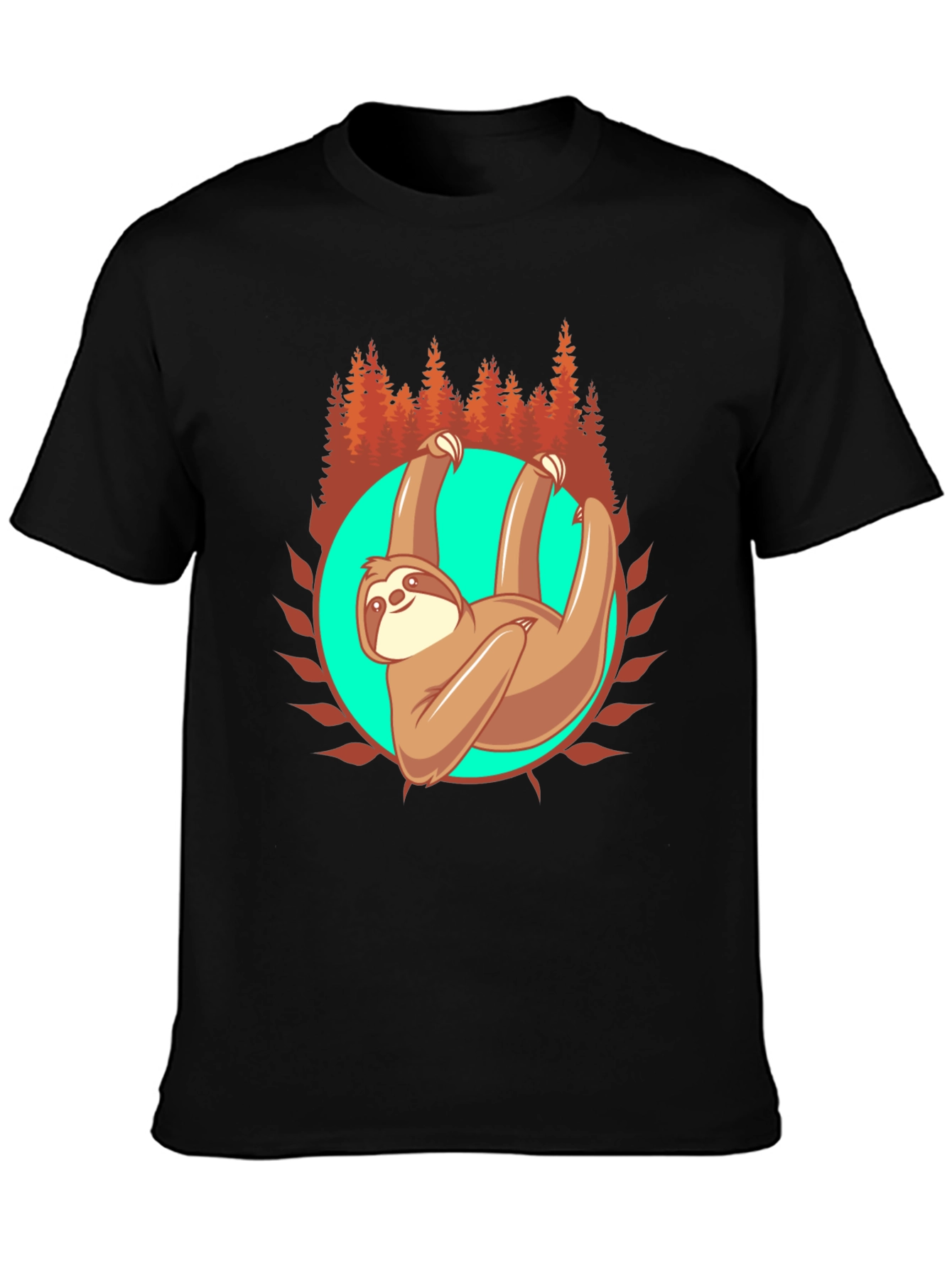 Sloth in Nature Graphic T-Shirt - Black