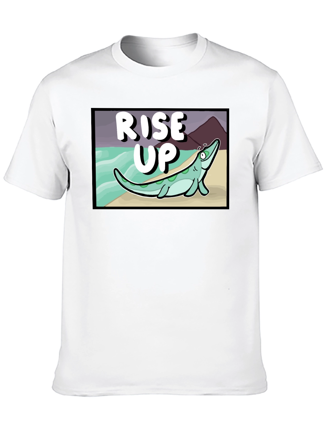 Rise Up Cartoon Sea Creature Black T-Shirt